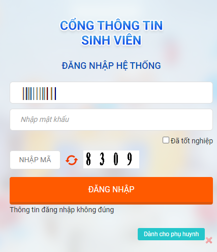 Hướng dẫn khôi phục mật khẩu Cổng thông tin Sinh viên